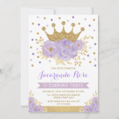 Paarse Violet Gold Crown Princess Birthday Kaart (Voorkant)