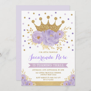 Paarse Violet Gold Crown Princess Birthday Kaart