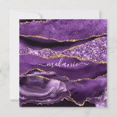 Paarse Violet Gold Glitter Geode Naam Tekst Agate  (Achterkant)