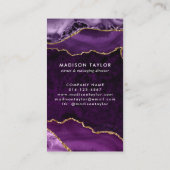 Paarse Violet Gold Glitter Marmeren Agaat Monogram Visitekaartje (Achterkant)