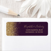 Paarse Violet Goud Glitter Bruiloft Retouradres Etiket (Insitu)