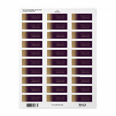 Paarse Violet Goud Glitter Bruiloft Retouradres Etiket (Full Sheet)