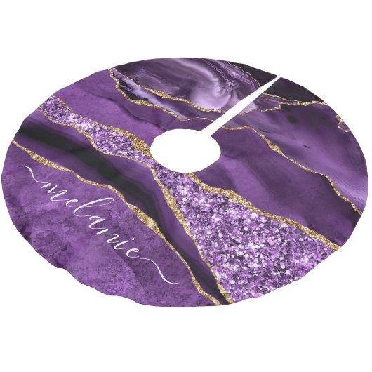 Paarse Violet Goud Jouw naam Kerstboom Rok (Gekanteld)