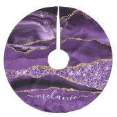 Paarse Violet Goud Jouw naam Kerstboom Rok (Voorkant)