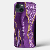 Paarse Violet Gouden Glitter Aangepaste Naam iPhon Case-Mate iPhone Case (Achterkant)
