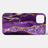 Paarse Violet Gouden Glitter Aangepaste Naam iPhon Case-Mate iPhone Case (Achterkant (horizontaal))