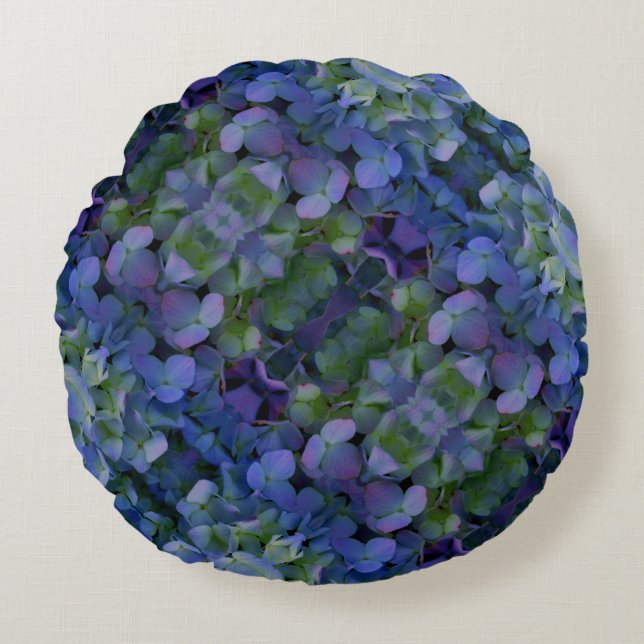 Paarse violet Hydrangea Rond Kussen (Voorkant)