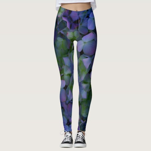 paarse violet Hydrangeas Leggings (Voorkant)