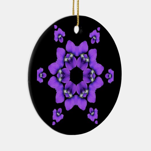Paarse Violet Kaleidoscoop-sierbloem Keramisch Ornament (Rechts)