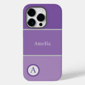 Paarse Violet Kleur Blokken Monogram Naam Case-Mate iPhone Case (Achterkant)