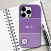 Paarse Violet Kleur Blokken Monogram Naam Case-Mate iPhone Case