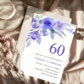 Paarse Violet & Lavendel 60ste Verjaardagsfeest Kaart