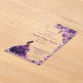 Paarse Violet Lila Lavendel Mauve Quinceañera Acryl Uitnodigingen (Laagn)