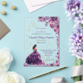 Paarse Violet Lila Lavendel Mauve Quinceañera Acryl Uitnodigingen (Insitu (Huwelijk))
