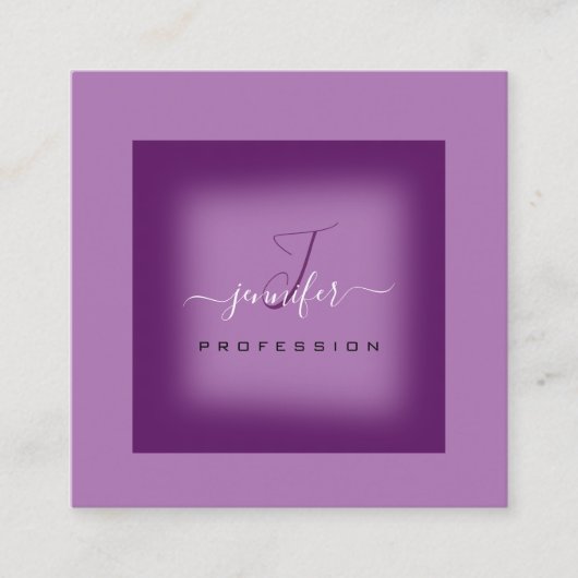 Paarse Violet Make-up Monogram Naam Social Media Vierkante Visitekaartje (Voorkant)