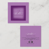 Paarse Violet Make-up Monogram Naam Social Media Vierkante Visitekaartje (Voorkant / Achterkant)