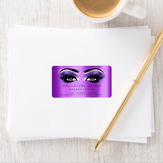 Paarse Violet make-up wimpers stijlvolle schoonhei Etiket (Insitu)