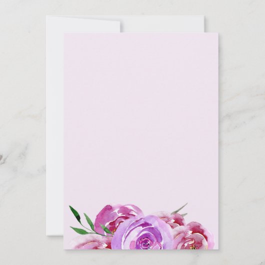 Paarse violet mauve pioenrozen boeket baby shower kaart (Achterkant)