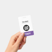 Paarse Violet Medewerker Naam Bedrijfslogo Qr Code Badge (Handheld)