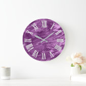 Paarse Violet Metallic Grey Silver Roman Nummers Grote Klok (Huis)
