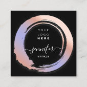 Paarse Violet Minimalisme Aangepaste QR LOGO SHOP Vierkante Visitekaartje (Voorkant)