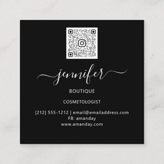 Paarse Violet Minimalisme Aangepaste QR LOGO SHOP Vierkante Visitekaartje (Achterkant)