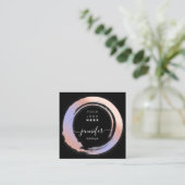 Paarse Violet Minimalisme Aangepaste QR LOGO SHOP Vierkante Visitekaartje (Staand voorkant)