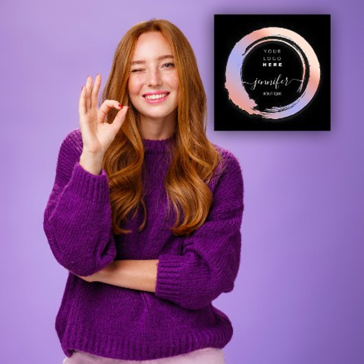 Paarse Violet Minimalisme Aangepaste QR LOGO SHOP Vierkante Visitekaartje