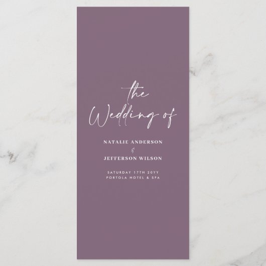 Paarse violet modern eenvoudig elegant script brui menu (Achterkant)