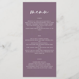 Paarse violet modern eenvoudig elegant script brui menu