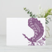 Paarse Violet  Modern Peacock Bruiloft Kaart (Staand voorkant)