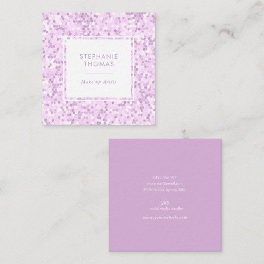 Paarse Violet Mozaïek patroon vierkant visitekaart Vierkante Visitekaartje (Voorkant / Achterkant)