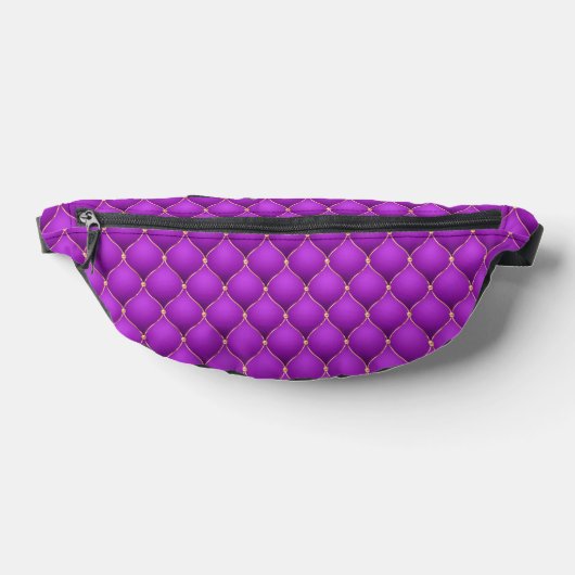 Paarse Violet Ogee Gold Diamonds Tufted Fanny Pack Heuptasje (Liggend)