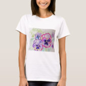 Paarse Violet Pansy Aquarel schilderij T Shirt (Voorkant)