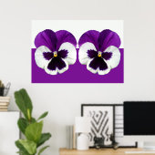 Paarse Violet Pansy Flowers Poster (Thuiskantoor)