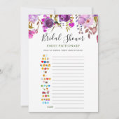 Paarse Violet Pioen Bloemen Vrijgezellenfeest Kaar Kaart (Voorkant)