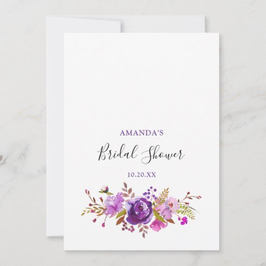 Paarse Violet Pioen Bloemen Vrijgezellenfeest Kaar Kaart (Achterkant)