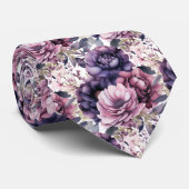 Paarse Violet Pioenrozen Bloemen Stropdas (Opgerold)