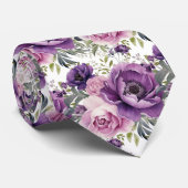 Paarse Violet Pioenrozen Bloemen Stropdas (Opgerold)
