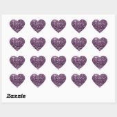 Paarse Violet Plum Glitter Glam Dank je Vonk Hart Sticker (Vel)