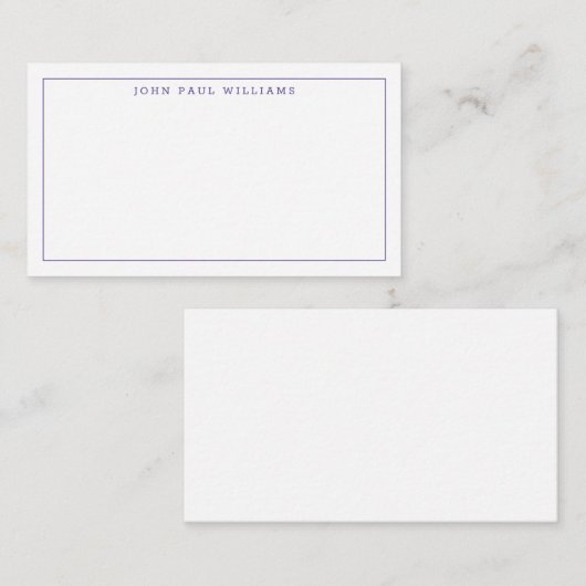 Paarse Violet Professional Formulier Thin Border Notitiekaartje (Voorkant / Achterkant)