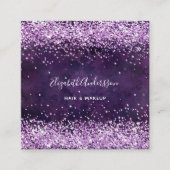 Paarse violet profiel foto QR code Vierkante Visitekaartje (Voorkant)