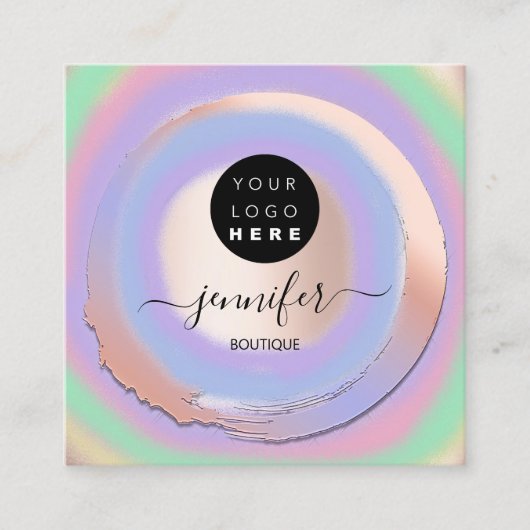 Paarse Violet Roos Custom QR LOGO SHOP Vierkante Visitekaartje (Voorkant)