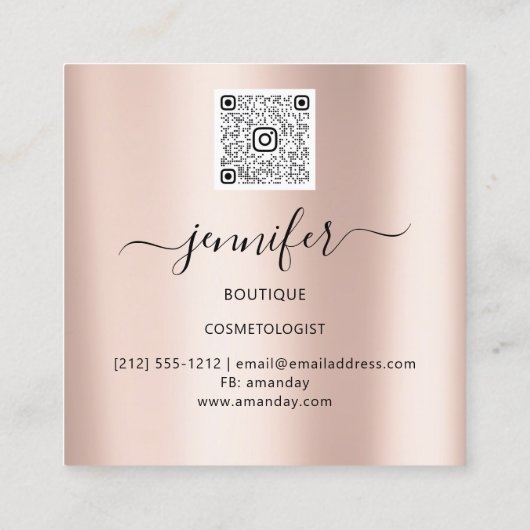 Paarse Violet Roos Custom QR LOGO SHOP Vierkante Visitekaartje (Achterkant)