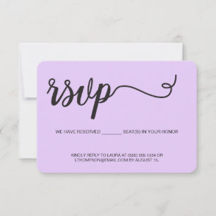 Paarse Violet RSVP zonder mailing gereserveerde zi Kaartje