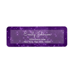 Paarse Violet Sparkle Wedding of Birthday Etiket