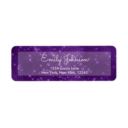 Paarse Violet Sparkle Wedding of Birthday Etiket (Voorkant)
