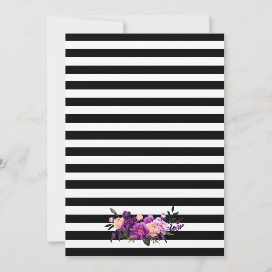 Paarse Violet Striped Graduparty uitnodigen Kaart (Achterkant)