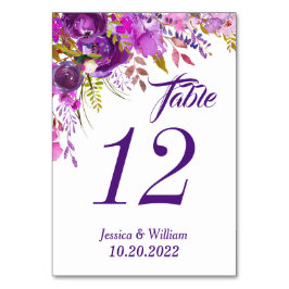 Paarse Violet Waterverf Bloemenbruiloft Kaart