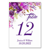 Paarse Violet Waterverf Bloemenbruiloft Kaart (Voorkant)